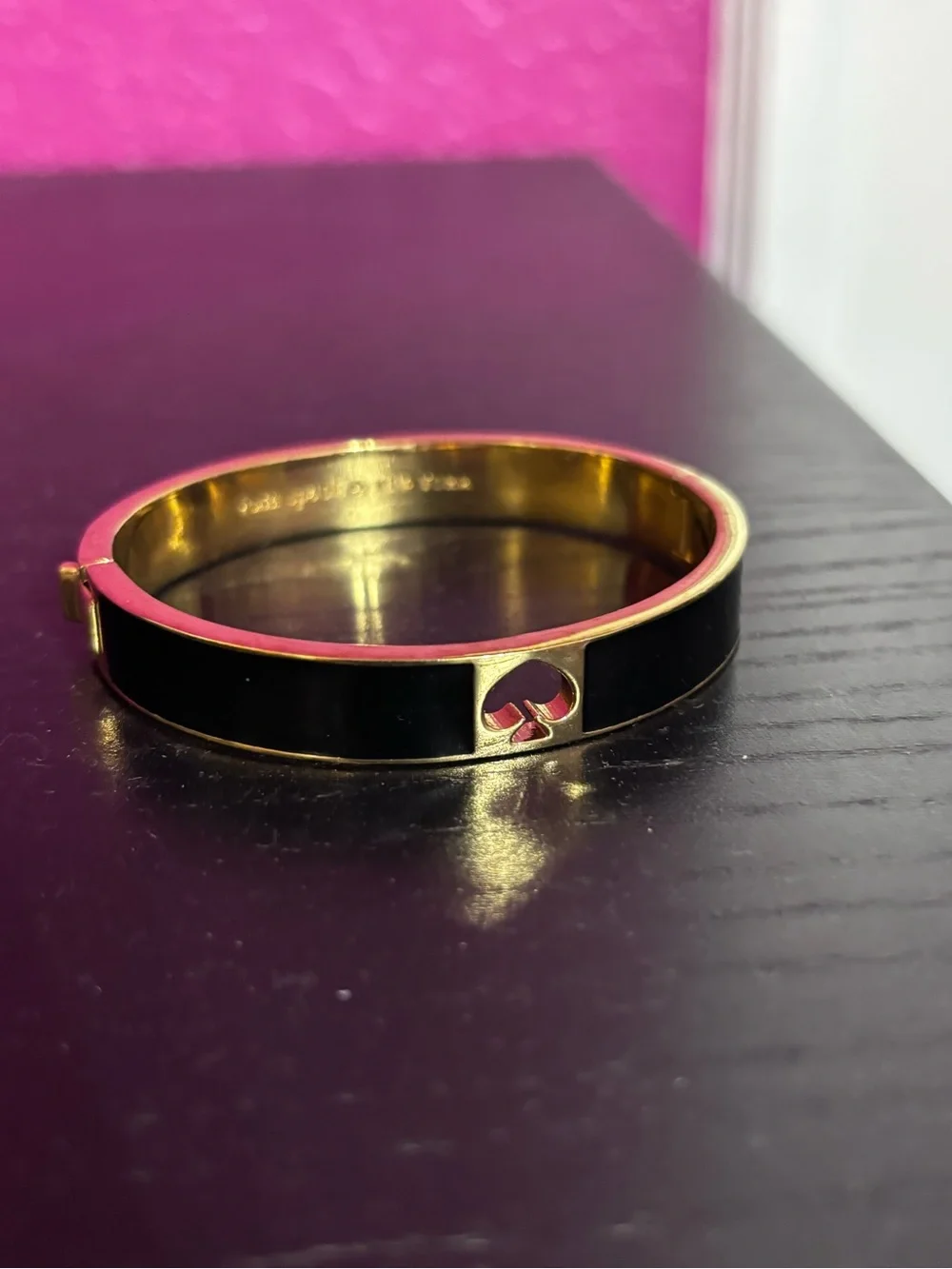 Kate Spade Black Enamel & Gold Spade Cutout Bangle